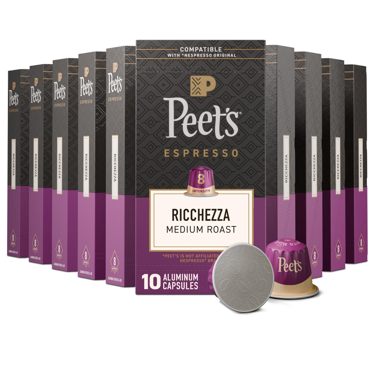 Peet's Coffee Ricchezza / 10 Count (Pack of 10) / Ricchezza (Intensity 8) Single-Serve Capsules & Pods
