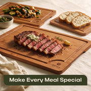 Royal Craft Wood Bamboo Cutting Board Set, 3 Piece with Juice Groove, Brown