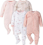 Gerber Baby Girls 4-Pack Sleep 'N Play Footie