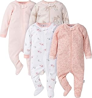 Gerber Baby Girls 4-Pack Sleep 'N Play Footie