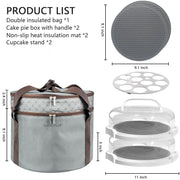 Tmrioplep Pie Carrier with Lid and Handle, 12 Inch, 2 Pack, Grey
