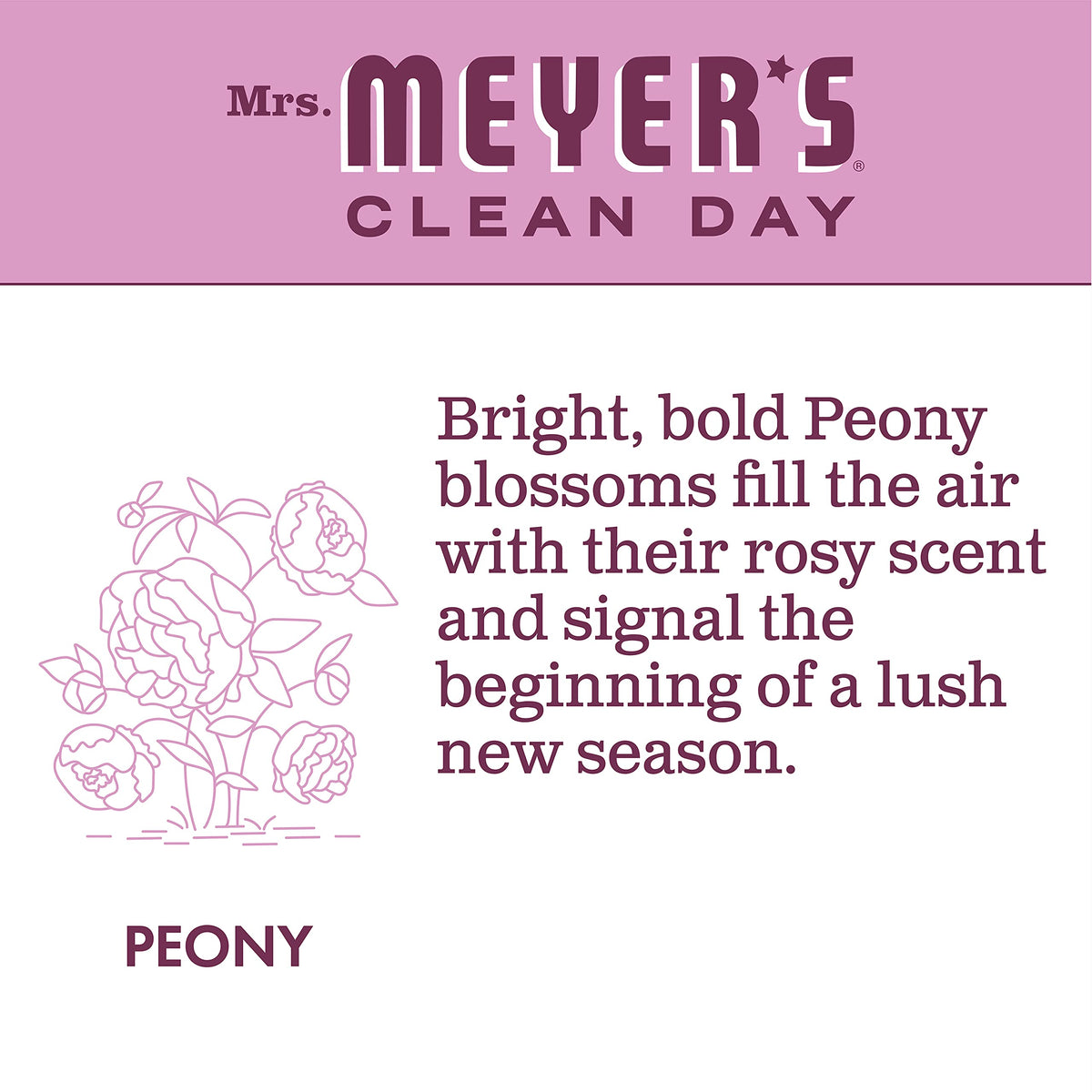 Mrs. MEYER'S Peony / 3 Count (Pack of 1) / 1 All-Purpose Cleaners