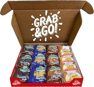 Muffin Town Grab & Go Bakery Sampler Pack – 14 Piece Variety Box | Individually Wrapped Muffins & Cornbread Loaves | Includes Blueberry, Double Chocolate, Coffee Cake & Cornbread | Nut-Free, Kosher | Perfect for Families, Offices & Care Packages