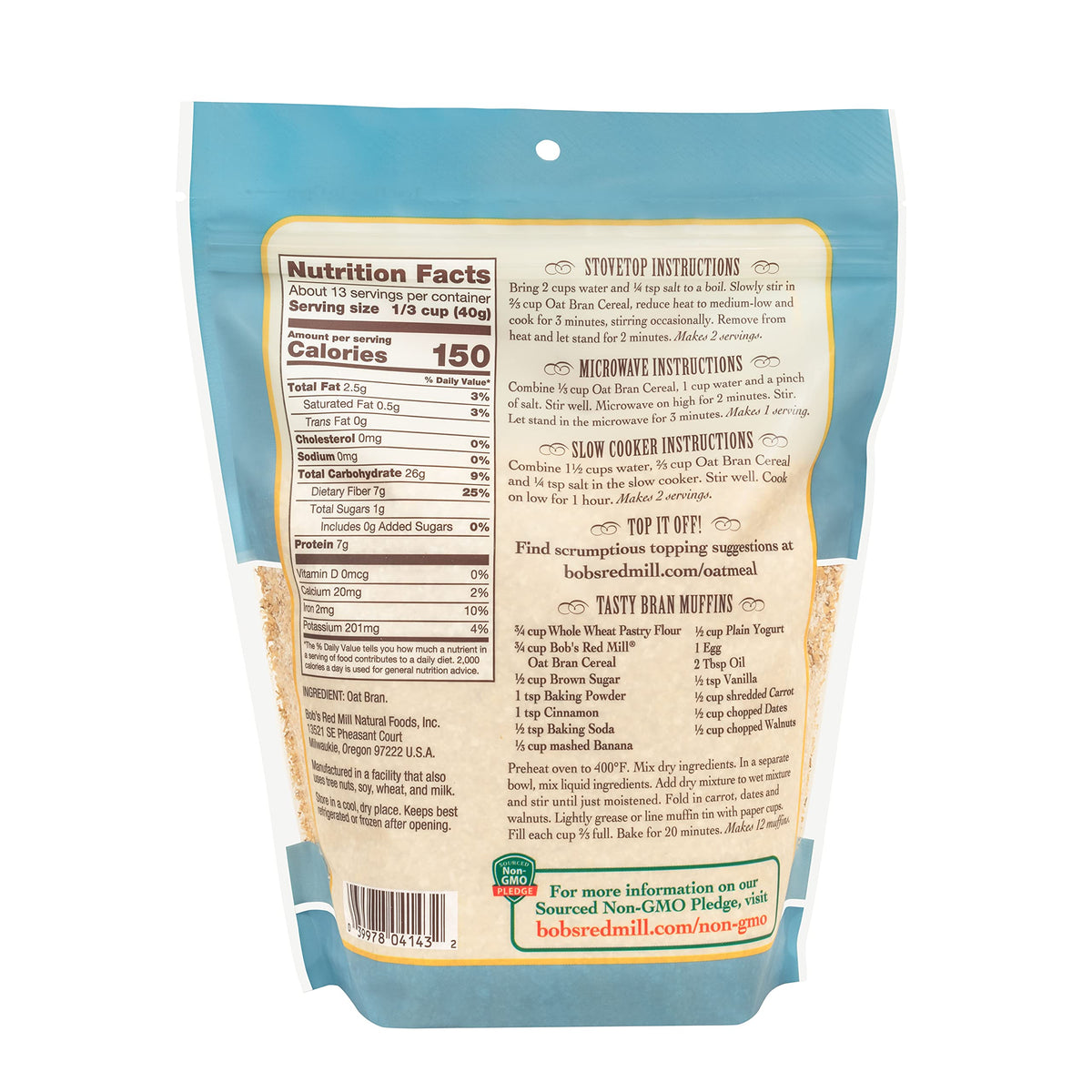 Bob's Red Mill 18 Ounce (Pack of 4) / 4 Oat Bran