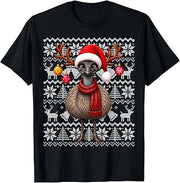 Emu Xmas Ugly Sweaters Festive Santa Emu Bird Christmas T-Shirt