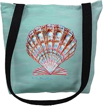 Betsy Drake TY112CM 16 x 16 in. Scallop Shell on Aqua Tote Bag - Medium