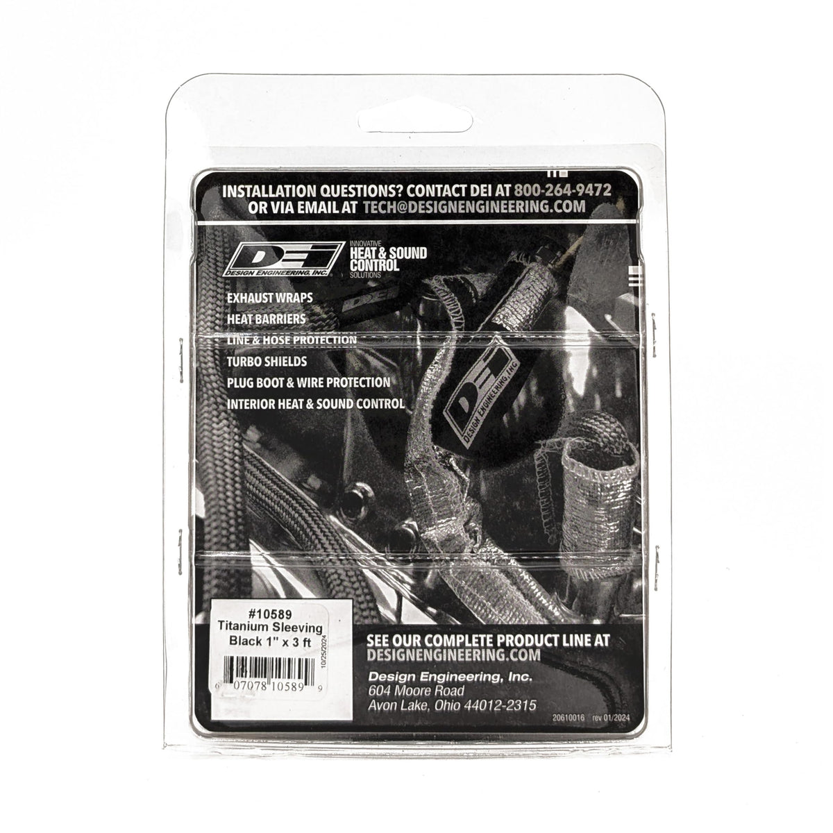 Design Engineering Black Titanium 1" ID x 3' / Black / 1 Cable Sleeves