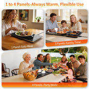 Hetorosu Modular Warming Tray, 33x15 Inch, Black Tempered Glass
