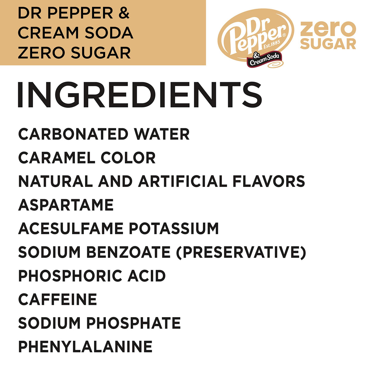 and Cream Soda Zero Sugar Soda by Dr Pepper – 12 Fl Oz (Pack of 24), brown, Pack of 24