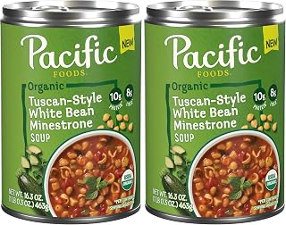 Pacific Foods Organic Tuscan-Style White Bean Minestrone Soup, 16.3 oz Can (Pack of 2)