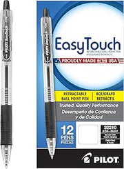 PILOT EasyTouch Refillable & Retractable Ballpoint Pens, Fine Point, Black Ink (32210) (Pack of 12, 144 Count Total)