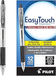 PILOT EasyTouch Refillable & Retractable Ballpoint Pens, Fine Point, Black Ink (32210) (Pack of 12, 144 Count Total)