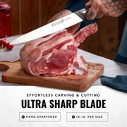 Cutluxe Carving Knife and Fork Set, 9 Inch Knife with 6 Inch Fork, Silver