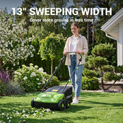 13" Artificial Turf Sweeper by Steelite – Stainless Steel, green and gray, Model AZDG935