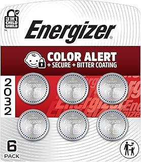 Energizer 2032 Batteries (6 Pack), 3V Lithium Coin Batteries