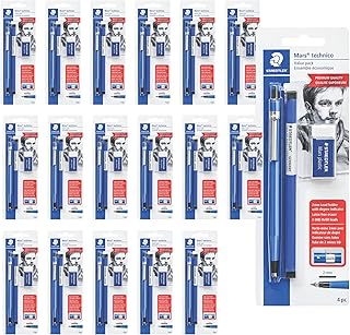 STAEDTLER Mars Technical Mechanical Pencil Set, Blue, 18 Pack | 1 pencil - 2 mm, 1 eraser, 2 ea 2H lead refills. 4pc