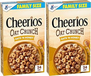 Cheerios Oat Crunch Oats 'N Honey Breakfast Cereal, Made with Whole Grain, Family Size, 24 oz (Pack of 2)