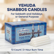 Yehuda Shabbos Candles, 3 Hour Burn, White, 144 Count