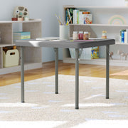 Kids 24x24 in Plastic Locking Folding Table by Flash Furniture – 24" Square, Steel, Plastic, Granite Gray, Model RB-2424-KID-GY-GG