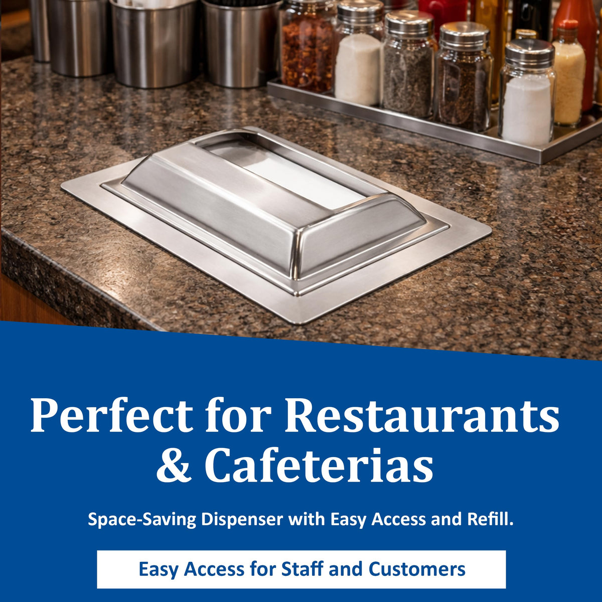 H2001 Stainless Steel in-Counter Fullfold Classic Napkin Dispenser by San Jamar – Stainless Steel, Stainless, Model H2001SS