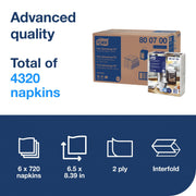 Tork Xpressnap Fit White Dispenser Napkin N14 – 6 x 720 napkins, 800700
