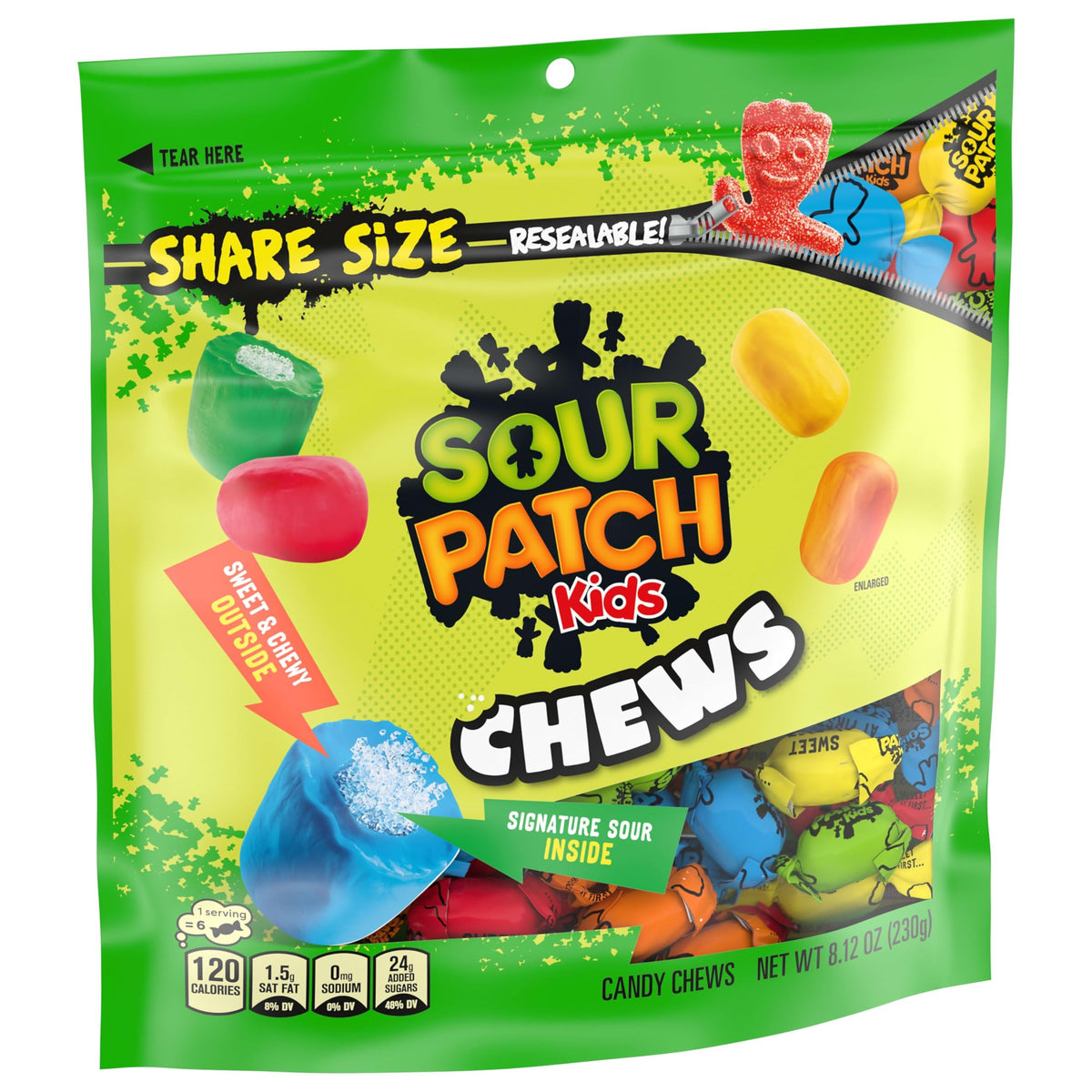 Chews Soft & Chewy Candy by Sour Patch Kids – 8.12 Ounce (Pack of 1), Green