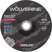 Weiler 56391 7 Inch Cutting Wheel, Wolverine AO Steel/Metal Fast Cutting, .060" A60S Type 27 7/8" Arbor (Pack of 1)