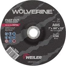 Weiler 56391 7 Inch Cutting Wheel, Wolverine AO Steel/Metal Fast Cutting, .060" A60S Type 27 7/8" Arbor (Pack of 1)