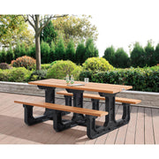 Outdoor 6' Rectangular Picnic Table by Global Industrial – 73.23 inches x 58 inches x 30 inches, Recycled Plastic, Cedar, Model 271677CD