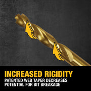 Drill Bit Set by DEWALT – DW1354, Titanium Nitride Coated, Yellow, Model DW1354
