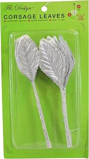 Reliant Ribbon FT-MA3843 Floral Accessories - Foil Shine Metallic Leaves Rd, 2-1/4 Inch, Silver