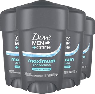 Dove Men+Care Deodorant, 96H Clinical Protection Antiperspirant, Clean Comfort 4-Pack – Prescription Strength Wetness Defense with ¼ Moisturizers, 1.7 Oz Ea
