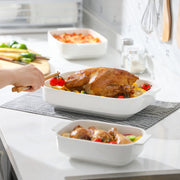 Malacasa Ceramic Casserole Dish Set, Porcelain Bakeware, White, Set of 3