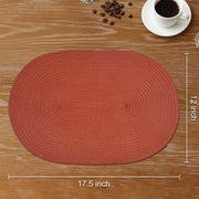 Noctiflorous Oval Woven Placemats, Set of 6, Rust Orange