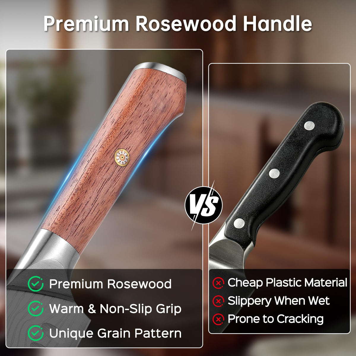 Yotsuba Carving Knife and Fork Set, 8 Inch Blade, Walnut