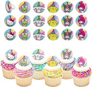 DecoPac Hello Kitty Cupcake Rings, 24 Hello Kitty & Friends It's a Celebration Cupcake Decorations Featuring 6 Characters - 24 Pack