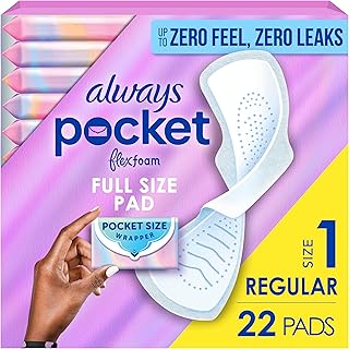Always Pocket Flexfoam Pads, Size 1, Regular, with Wings, 22 Count