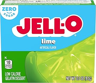 Jell-O Lime Artificially Flavored Zero Sugar Low Calorie Gelatin Dessert Mix, 0.3 oz Box (4 Pack)