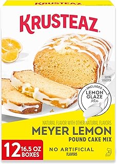 Krusteaz Meyer Lemon Pound Cake and Glaze Mix, 16.5 oz Boxes (Pack of 12)