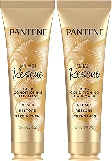 Pantene Hair Mask, Miracle Rescue Deep Conditioning Treatment, Hydrate Dry Hair, Twin Pack, 8 Fl Oz Each