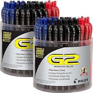 PILOT G2 Premium Gel Roller Pens, 1 mm, Pack of 144, Black, Blue, Red