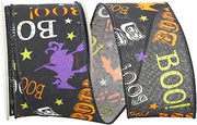 Reliant Ribbon Boo Bats Halloween Wired Edge Ribbon, 2-1/2 Inch X 10 Yards, Black