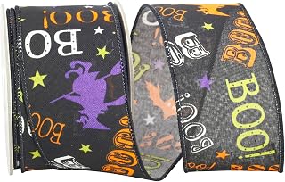 Reliant Ribbon Boo Bats Halloween Wired Edge Ribbon, 2-1/2 Inch X 10 Yards, Black