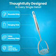 Millvado Potato Masher, Stainless Steel, 12.5 Inch
