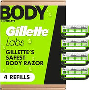 Gillette Labs Body + Intimate Razor Blades for Men, Anti-ingrown bar, 4 Blade Refills