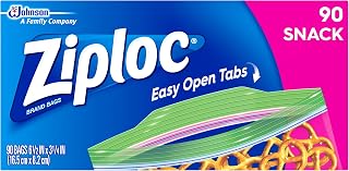 Ziploc Snack Bags, Easy Open Tabs, Ideal for packing cookies, fruits, vegetables, chips and more, 90 Count