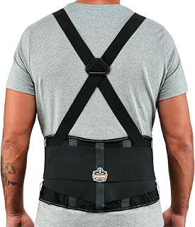 Ergodyne ProFlex 2000SF Back Support Brace, 8.5" Spandex, V-Shape Design and Patented Stays for Added Support, Large,Black