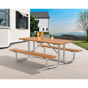 Outdoor 8'L Rectangular Picnic Table by Global Industrial – Recycled Plastic & Steel, Cedar, Model 271675CD