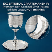 Ohmique Kiddush Cup and Tray Set, Silver Plated, One Size