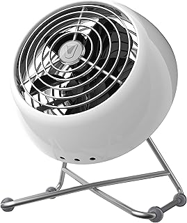 Vornado VFAN™ Mini Modern Personal Desk Fan with 2-Speed Control, Adjustable Tilt, Quiet Metal Air Circulator for Office, Bedroom, Dorm, Compact Desktop Cooling Device, Ice White